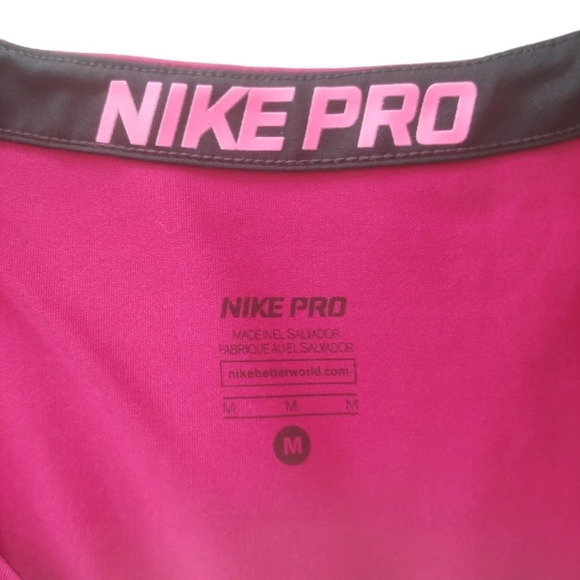 Nike Pro Dry Fit Top V Neck  Hot Pink M - Picture 3 of 9